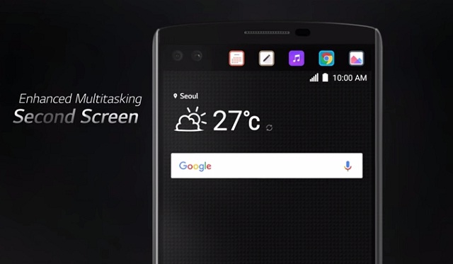 LG V10 smartphone second screen