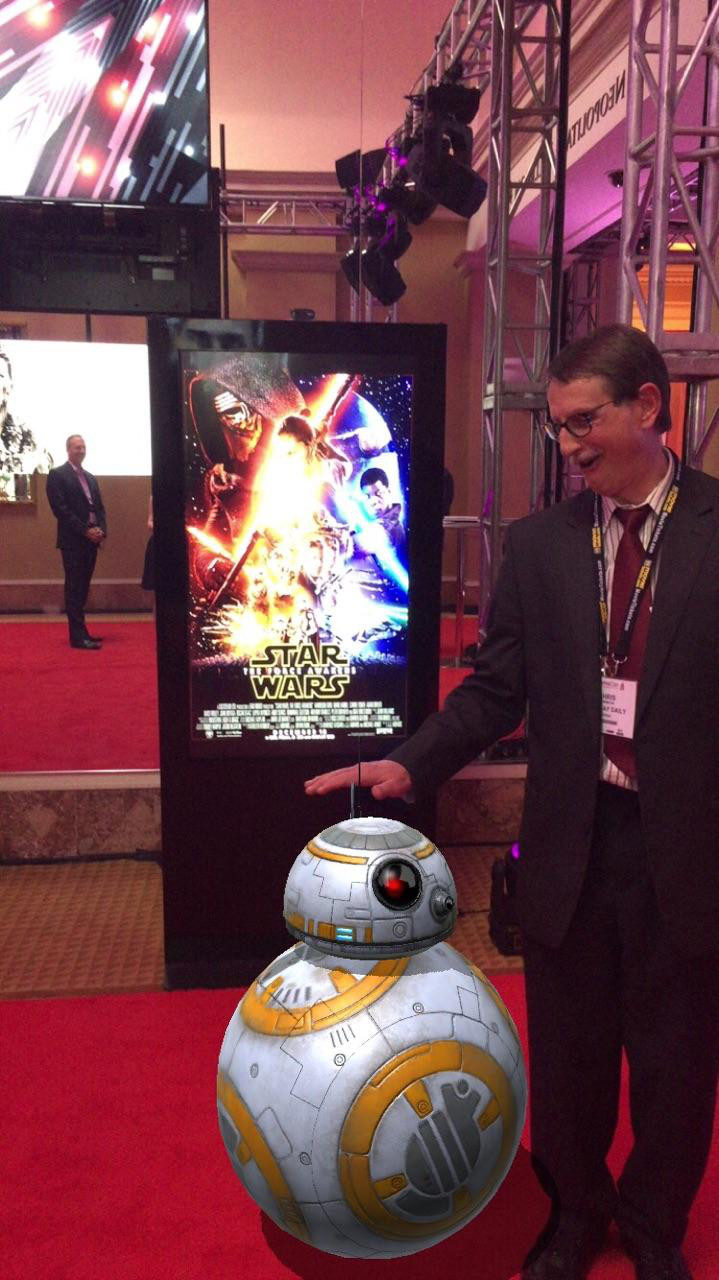 Chris with BB8 in Barco booth