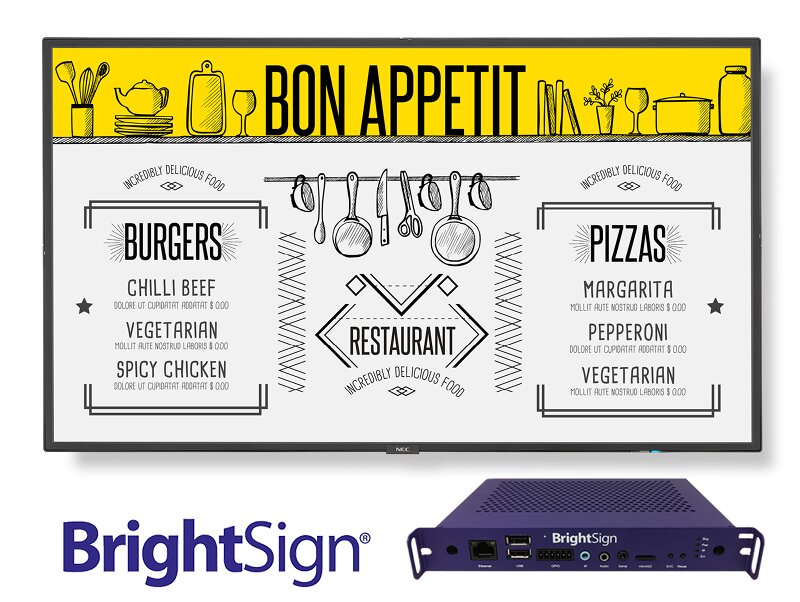 NEC BrightSign compilation image MenuBoard proc