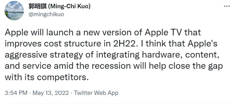 Apple TV Tweet